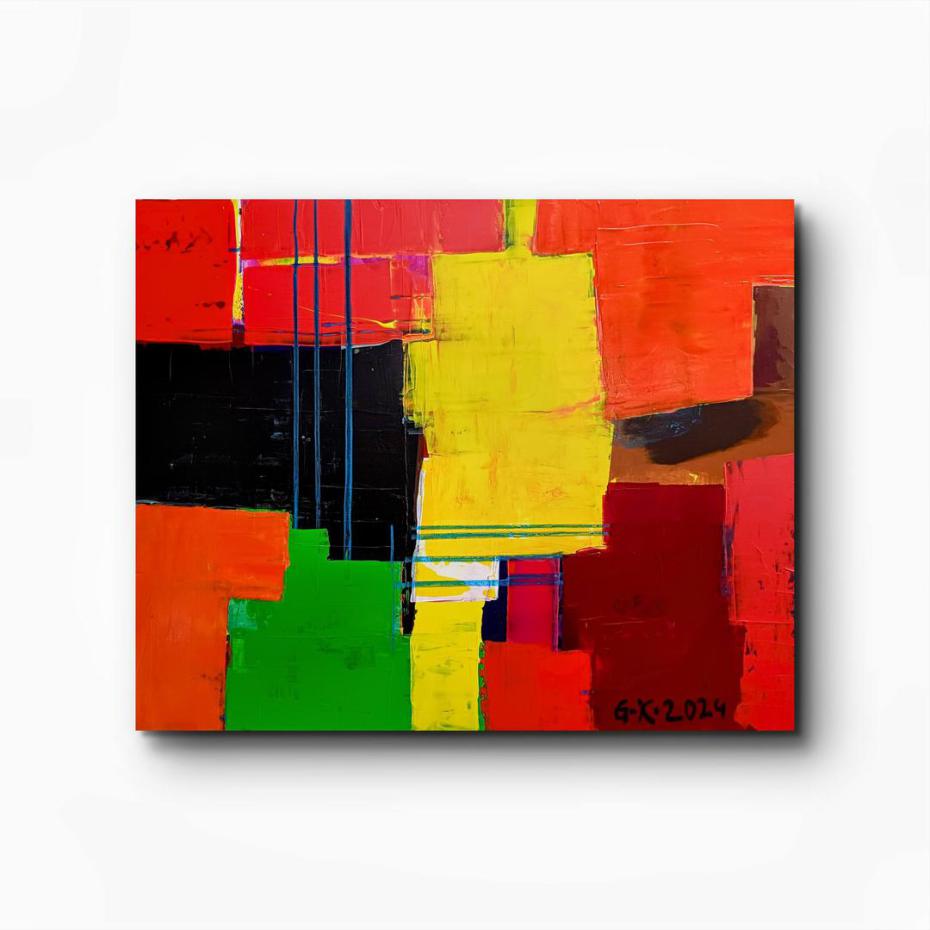 Acrylgemälde abstrakt, gelb rot