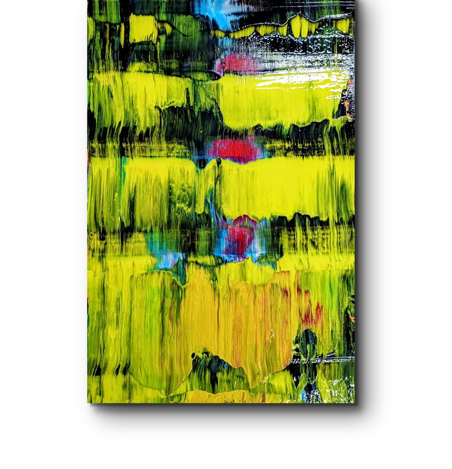 Acrylgemälde abstrakt, Gelb Schwarz