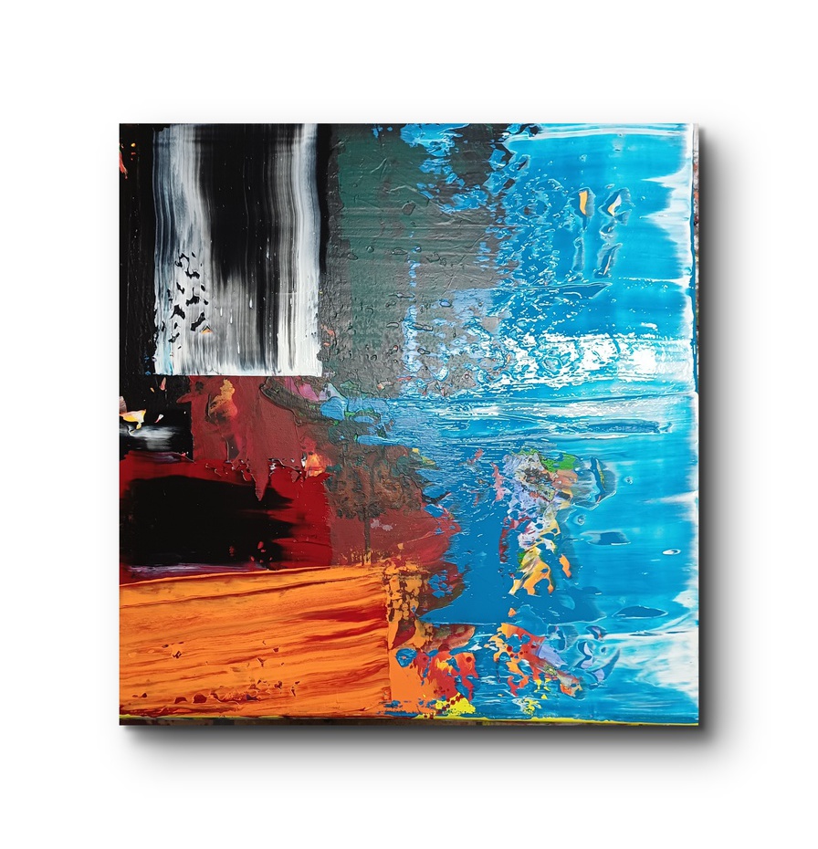 Acrylgemälde abstrakt, Hellblau, Orange