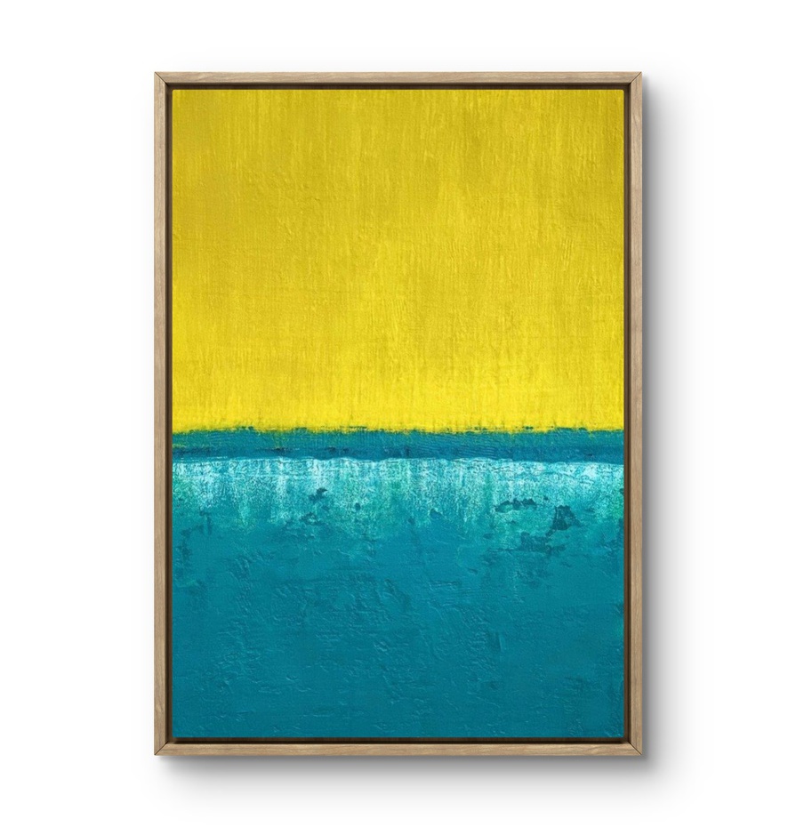 Acrylgemälde abstrakt, minimalistisch Gelb, türkis
