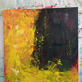 Gunter Krönes Acrylgemälde 90x90 cm Entwicklungsschritt